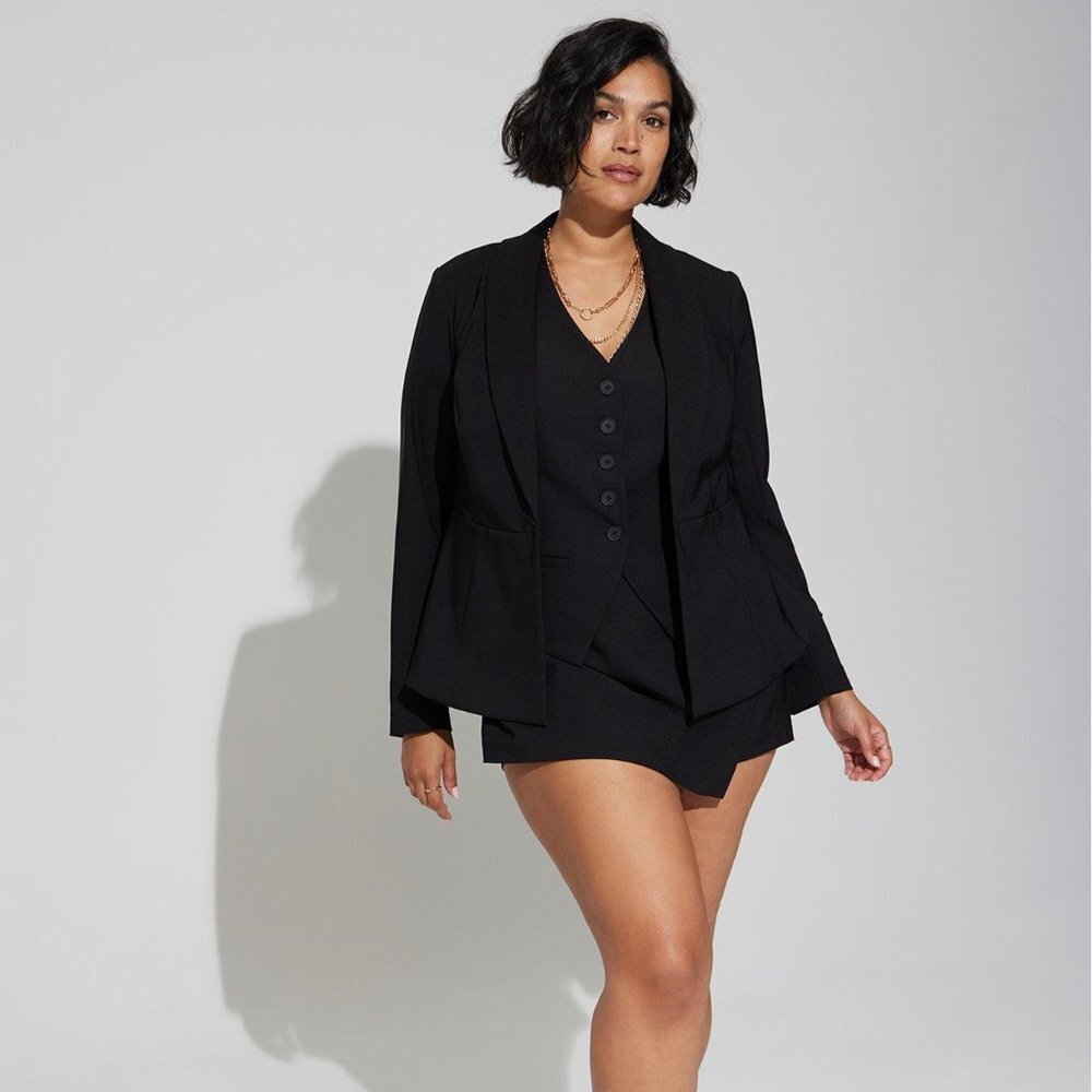 Torrid - Studio Refined Crepe Peplum Blazer in Deep Black​